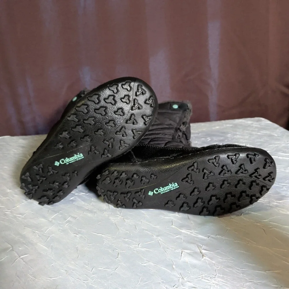 Columbia Minx Mid II Boots Kids Size 3 EU 34 Omni-Heat Snow Winter Black Quilted
